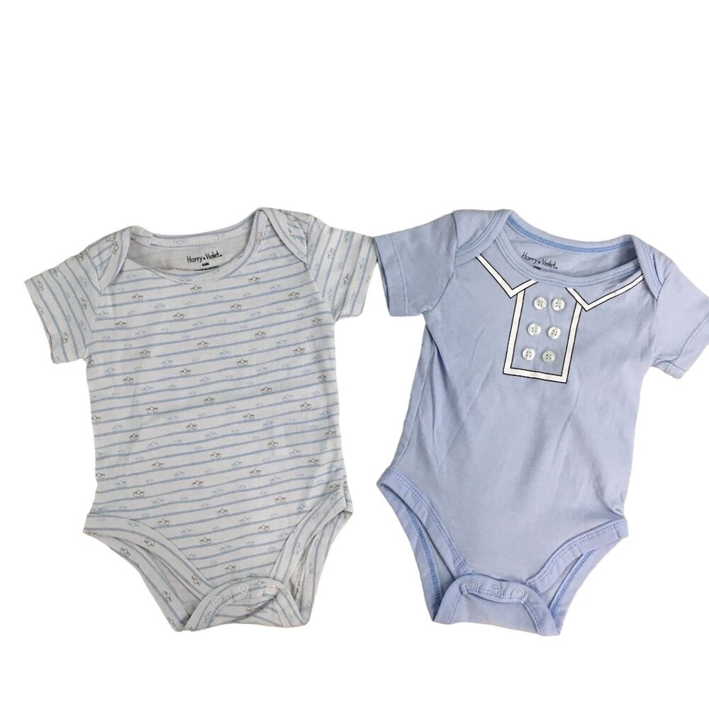 Harry & Violet Sz 6 to 9 M Lot of 2 Bodysuits Boats Baby Boys